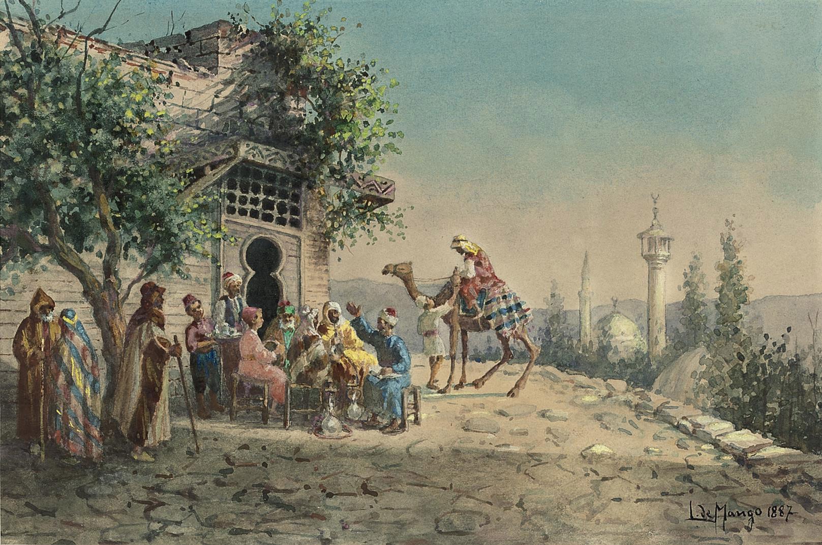 Leonardo de Mango - An Arab gathering before a mosque