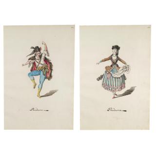 Leonardo Marini - Three Pairs Of Designs For Theatrical Costumes:  Pandurro And Pandurra; Spagnuolo And Spagnuola; And Provenzale And Provenzala