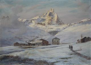 Leonardo Roda - Paesaggio montano con Cervino sullo sfondo
