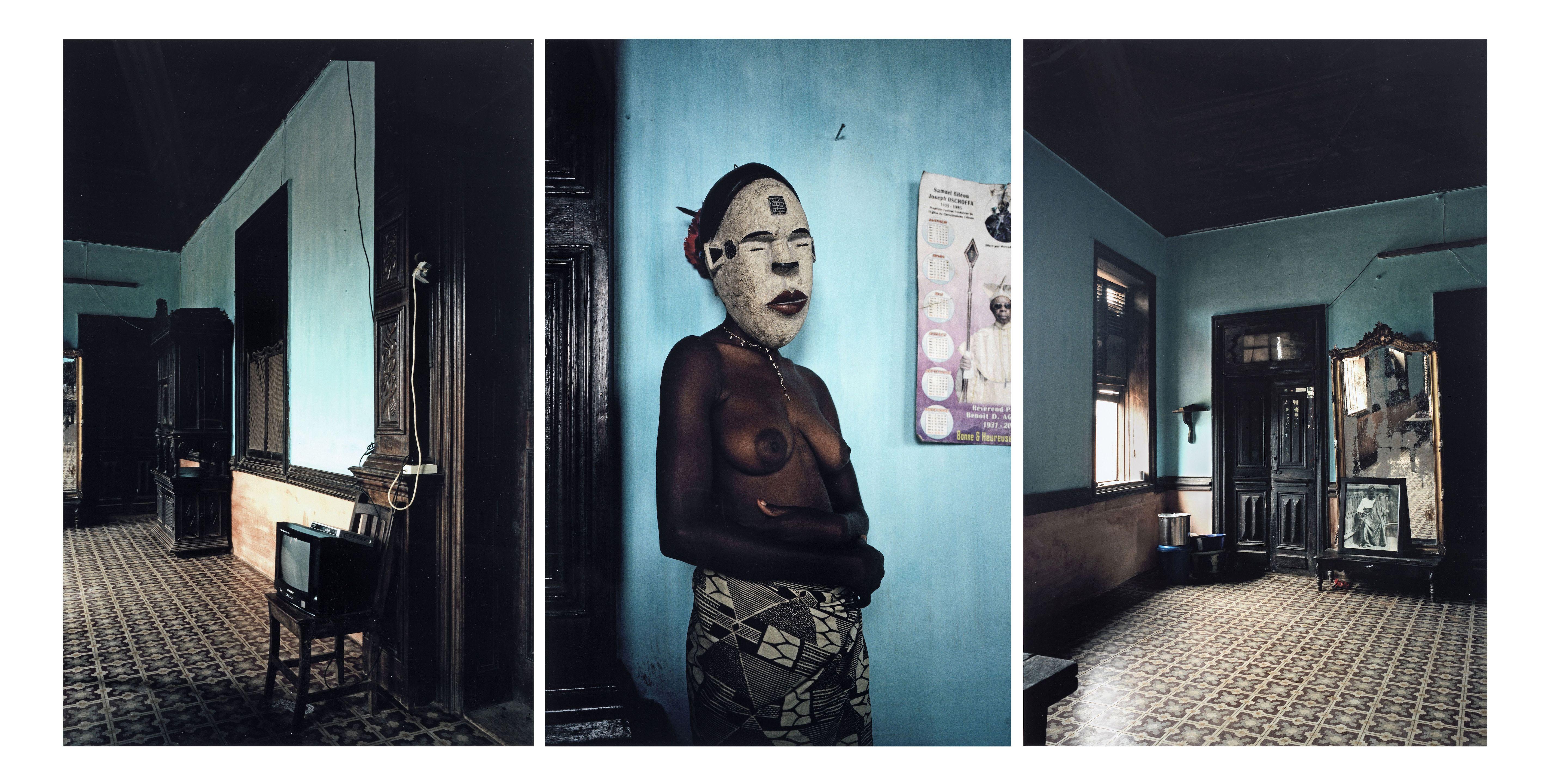 Leonce Raphael Agbodjelou - Untitled Triptych (Demoiselles De Porto-Novo Series), 2012