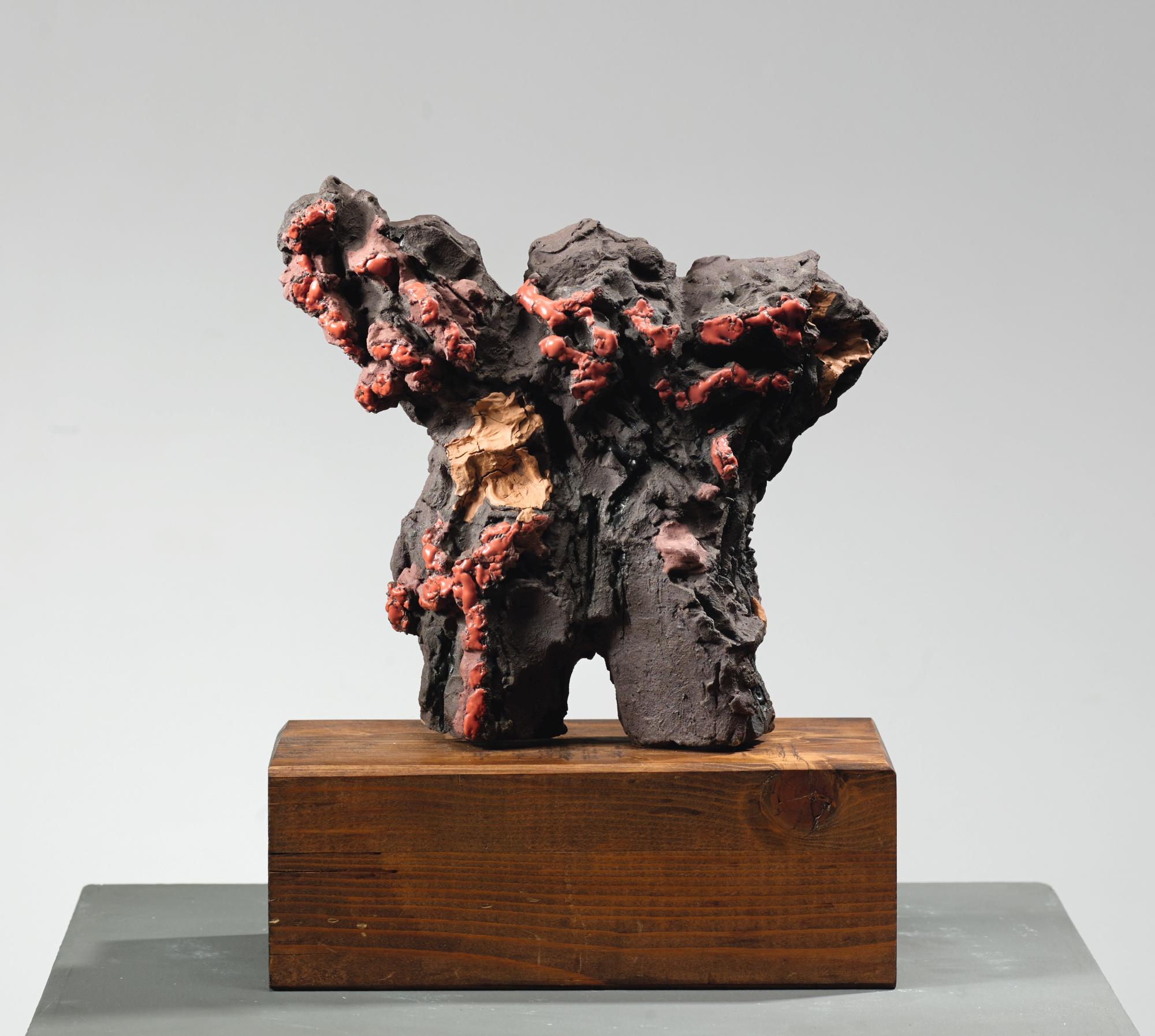 Leoncillo - Scultura Con Gocce Rosseglazed Terracotta.