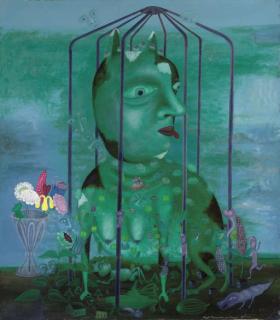 Leonid Anatol\'ievich Purygin - Cat woman in cage