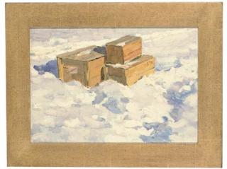 Leonid Baikov - Crates in the snow; Melting snow; and Snowed in