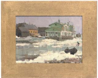 Leonid Baikov - Sturgen fishing; Rowing boat, a sketch; Leading the regatta; and Trawlers at the port