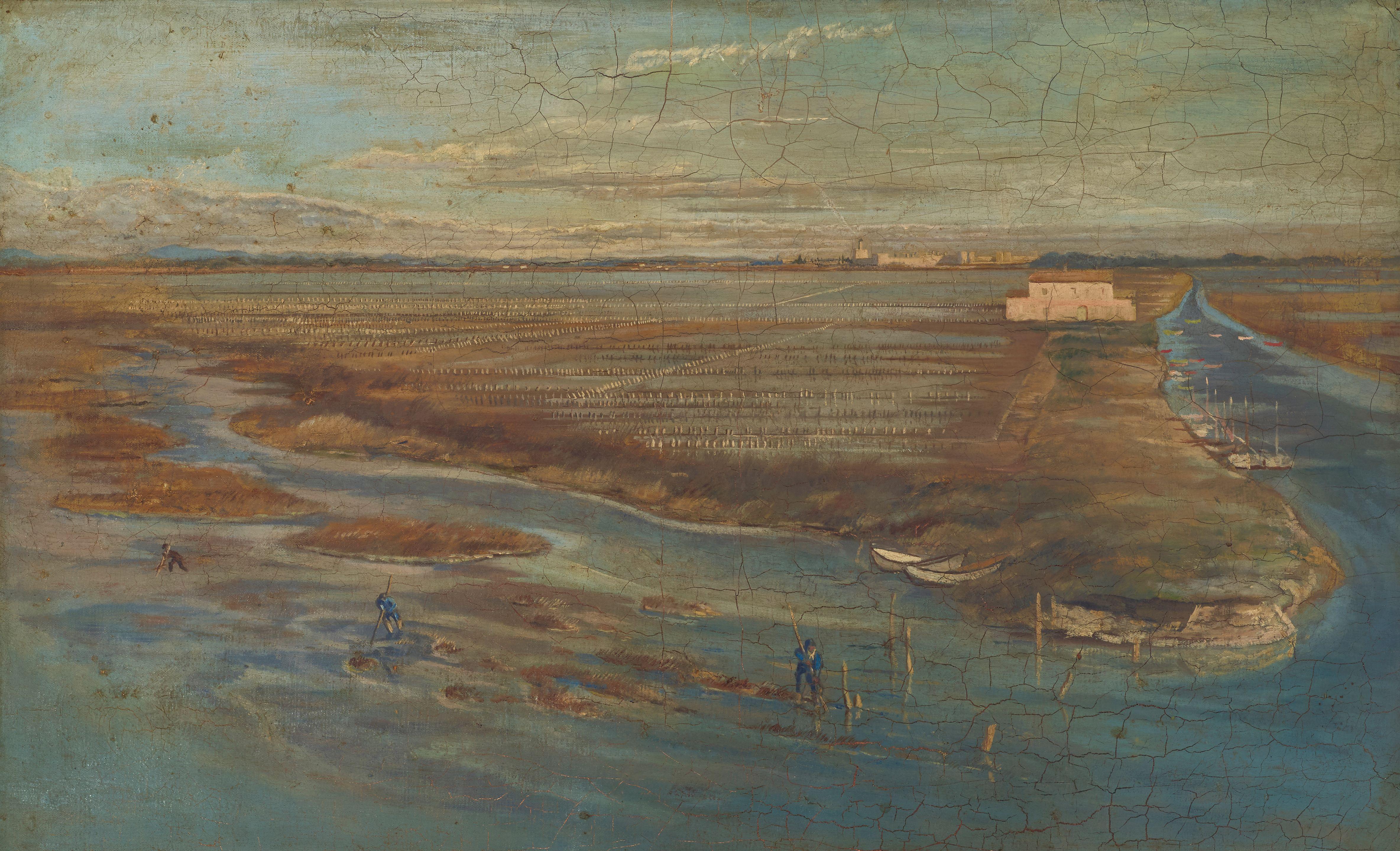 Leonid Berman - Pêcheurs de mers dans le Vidourle 19 3/4 x 32in (50.2 x 81.3cm)