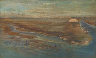 Leonid Berman - Pêcheurs de mers dans le Vidourle 19 3/4 x 32in (50.2 x 81.3cm)