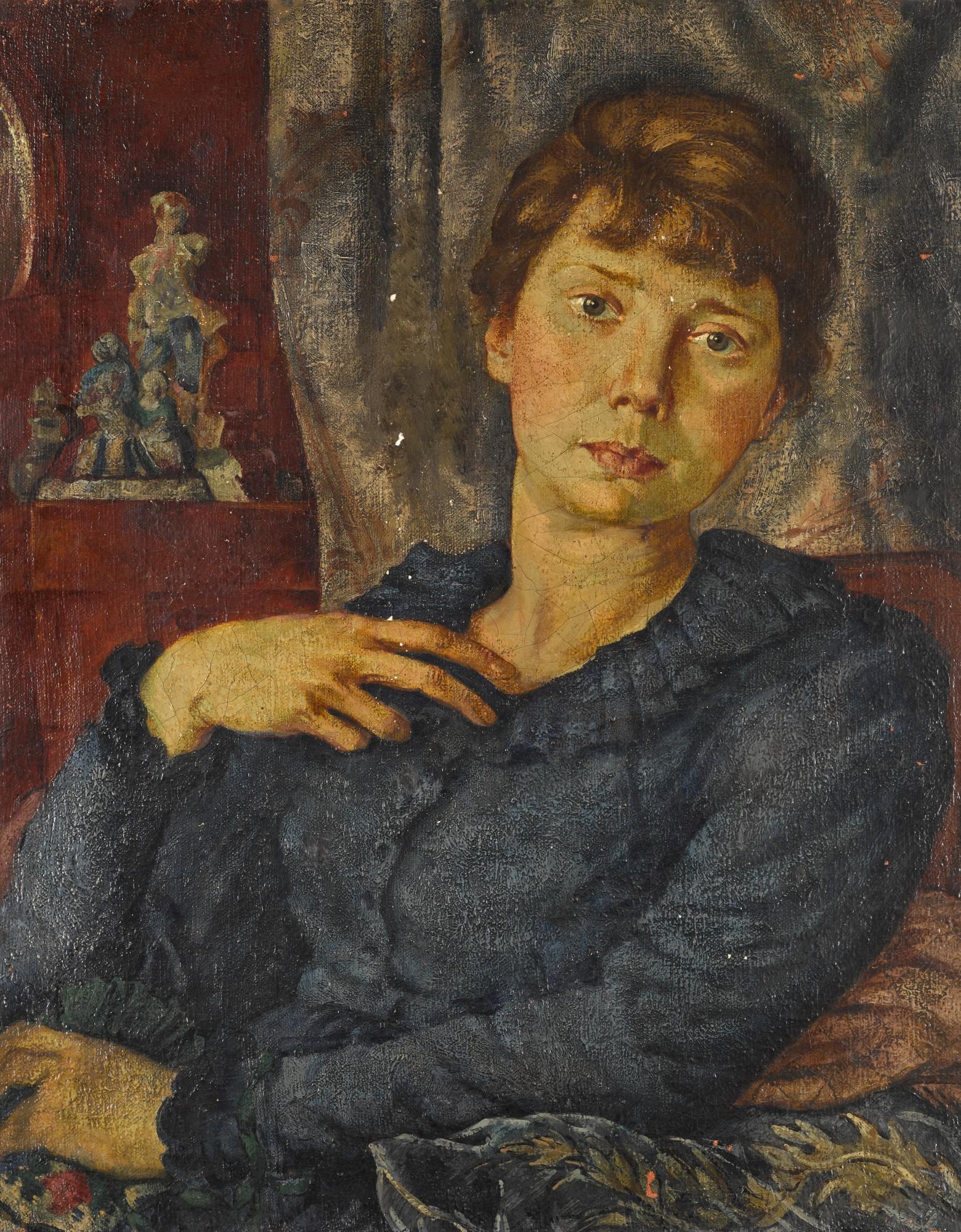 Leonid Evgenievich Feinberg - Portrait with Porcelain Figurine