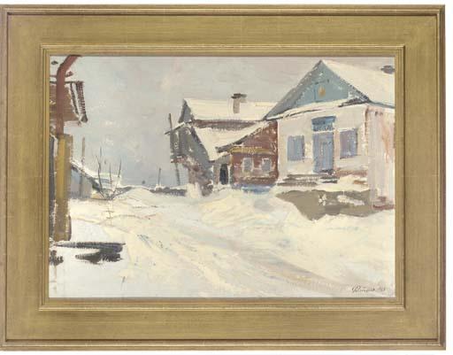 Leonid Ignatevich Vaishlya - A quiet snow covered street; and Thirsty work