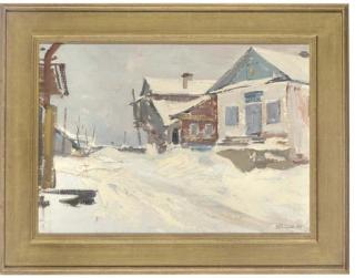 Leonid Ignatevich Vaishlya - A quiet snow covered street; and Thirsty work