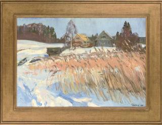 Leonid Ignatevich Vaishlya - Corn blowing in the wind; Farm workers