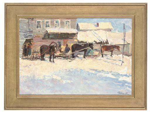 Leonid Ignatevich Vaishlya - Loading the sleds; and A snow covered track