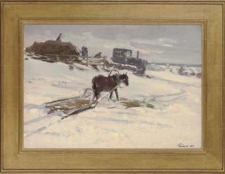 Leonid Ignatevich Vaishlya - Workers in the field; and Stopping to feed the horses