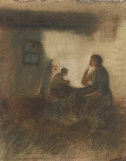 Leonid Osipovich Pasternak - Interior with child studying