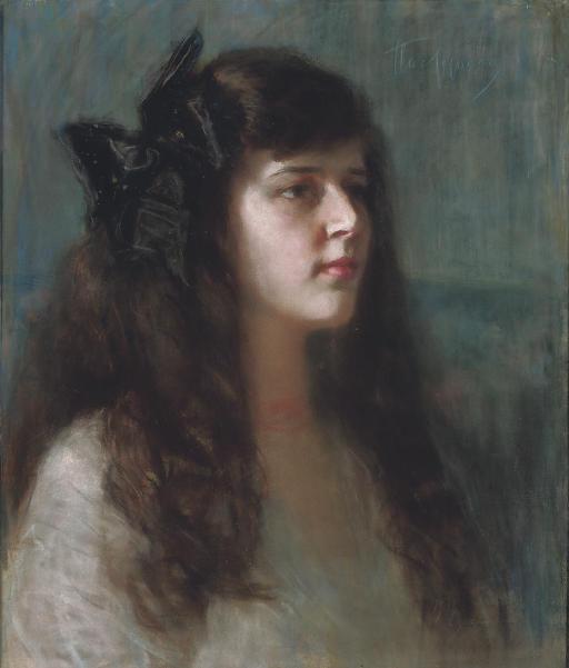 Leonid Osipovich Pasternak - Portrait of a girl with a black bow