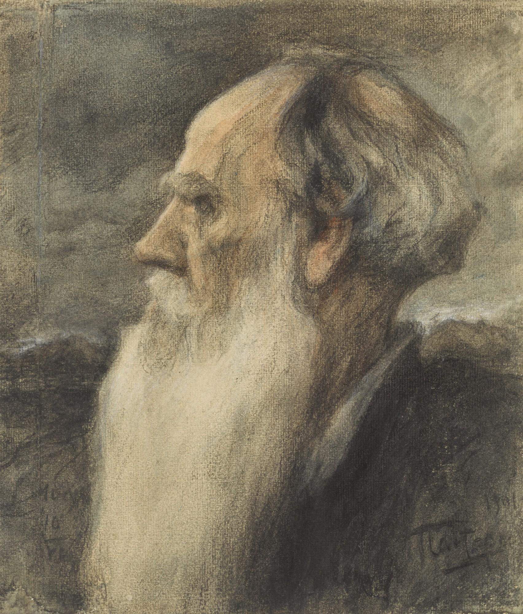 Leonid Pasternak - Portrait of Tolstoy against a Stormy Sky