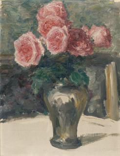 Leonid Pasternak - Roses in a silver vase