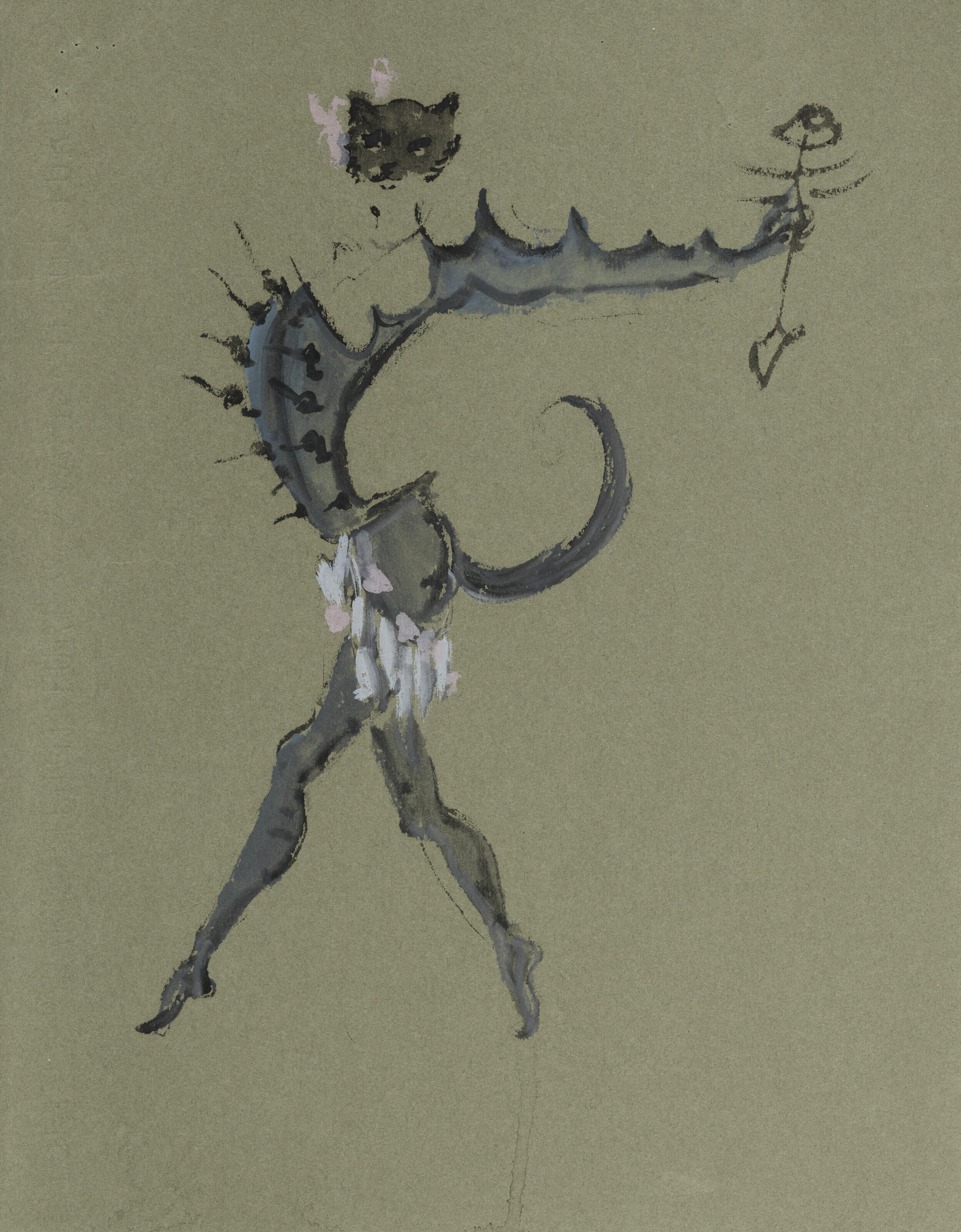 Léonor Fini - Maquette de costume pour \'\'Les Demoiselles de la Nuit\'\' (recto ; verso)