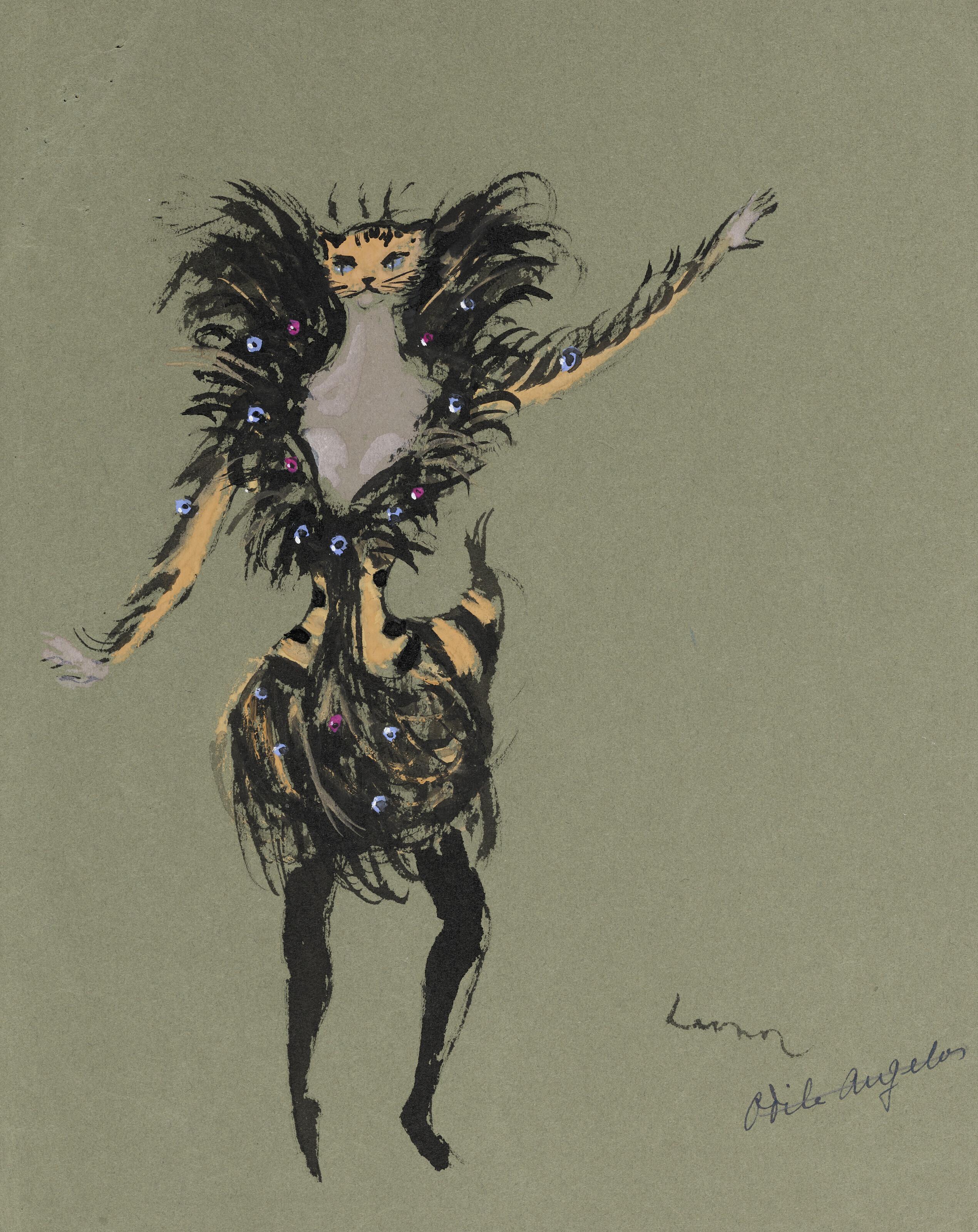 Léonor Fini - Maquette de costume pour \'\'Les Demoiselles de la Nuit\'\'