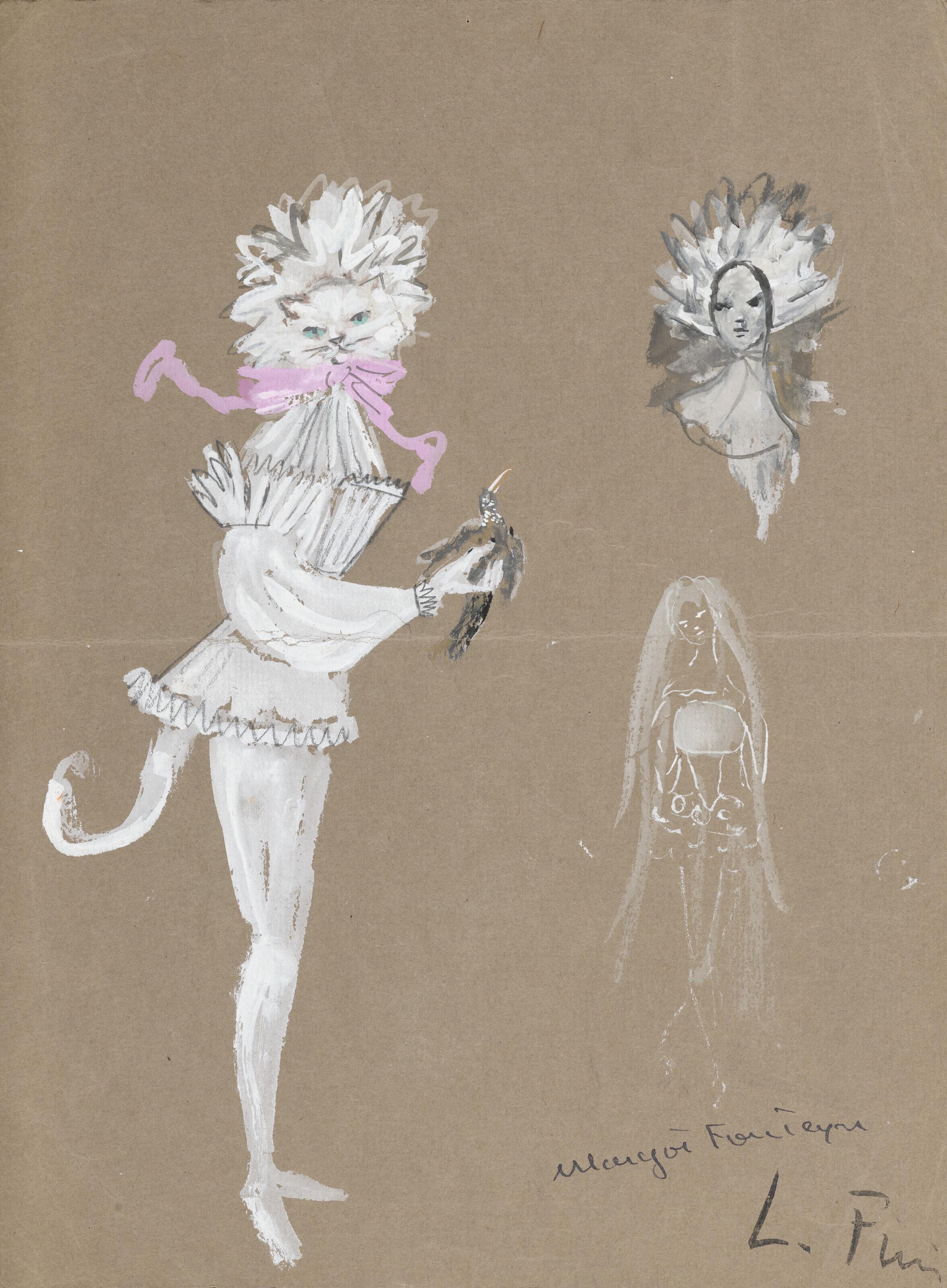 Léonor Fini - Margot Fonteyn, maquette de costume pour \'\'Les Demoiselles de la Nuit\'\'