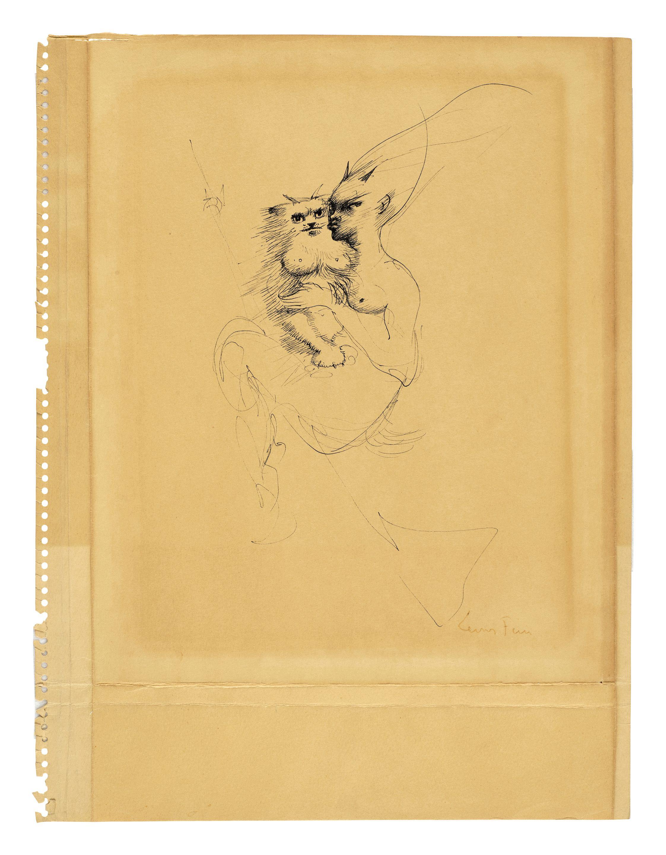 Leonor Fini - Sans titre (Femme avec un chat)