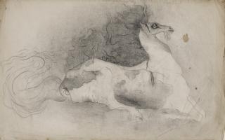 Leonora Carrington - Bearded Horse  Sheet from the September 1940 sketchbook (Sanatorio Morales, Santander).
