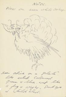 Leonora Carrington - Birds Seen While Asleep; two similar sketches by the same hand; a quantity of note books with sketches and writings by the same hand.