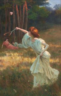 Leopold Franz Kowalsky - The Badminton Player framed 202.0 x 137.0 x 5.0 cm (79 1/2 x 53 15/16 x 2 in).