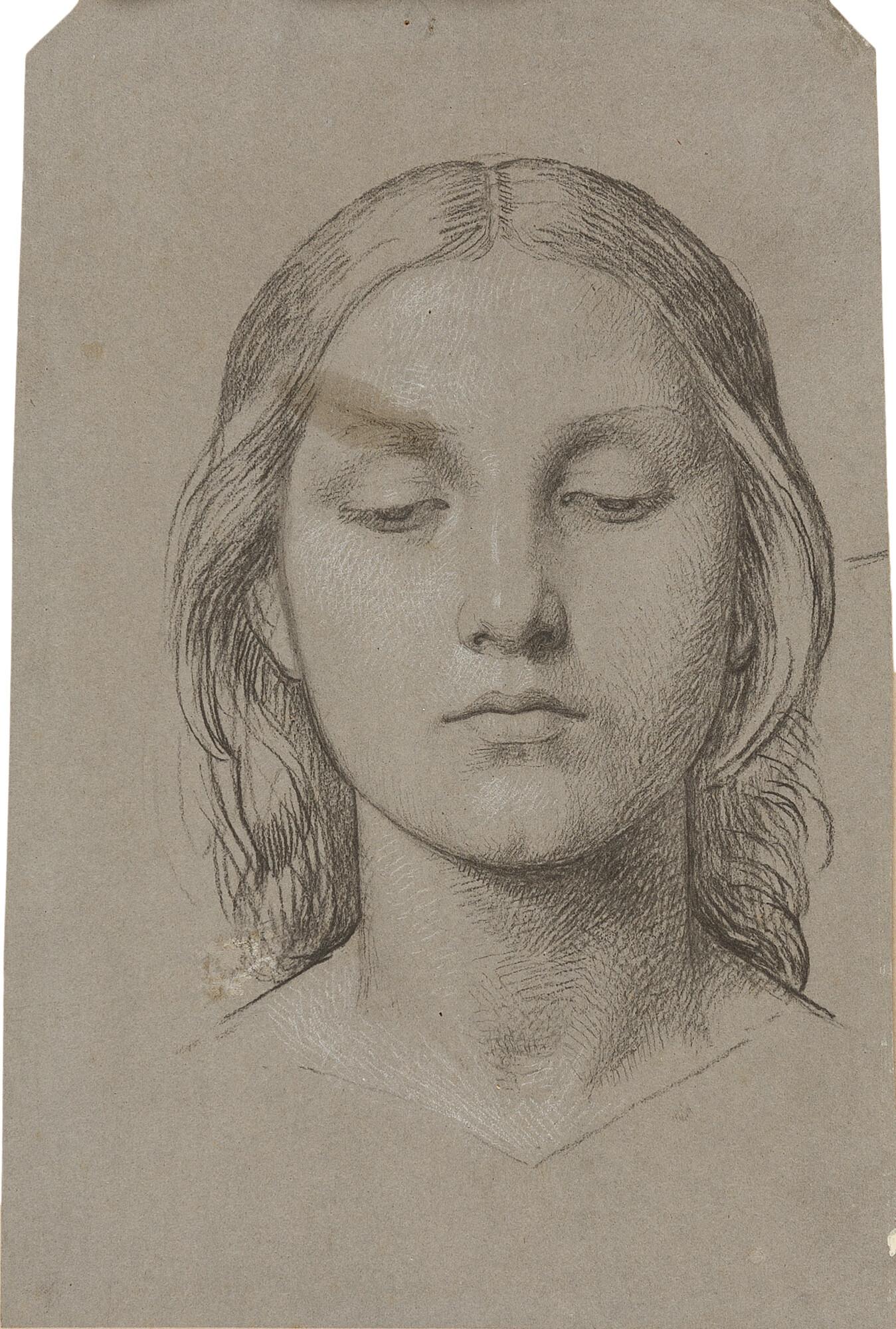 Leopold Karl Müller - Porträt eines nach unten blickenden Mädchens.