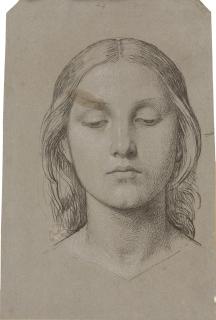 Leopold Karl Müller - Porträt eines nach unten blickenden Mädchens.