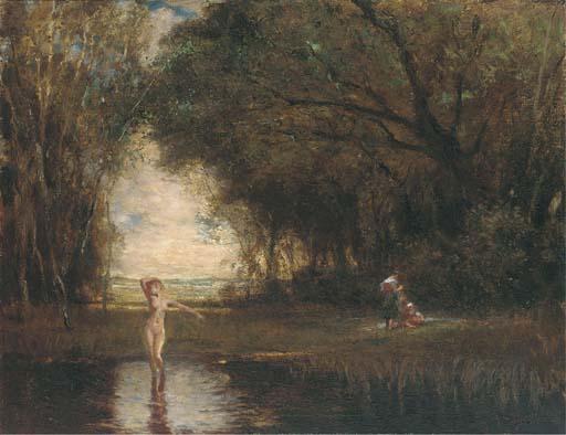 Leopold Schmutzler - Bathers at a woodland pool