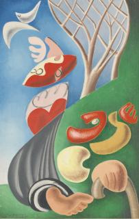 Leopold Survage - Composition With Figure And Bird