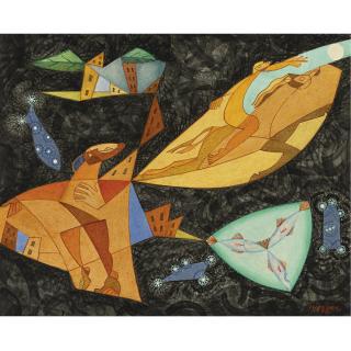 Leopold Survage - Russian Cosmic Landscape, 1953