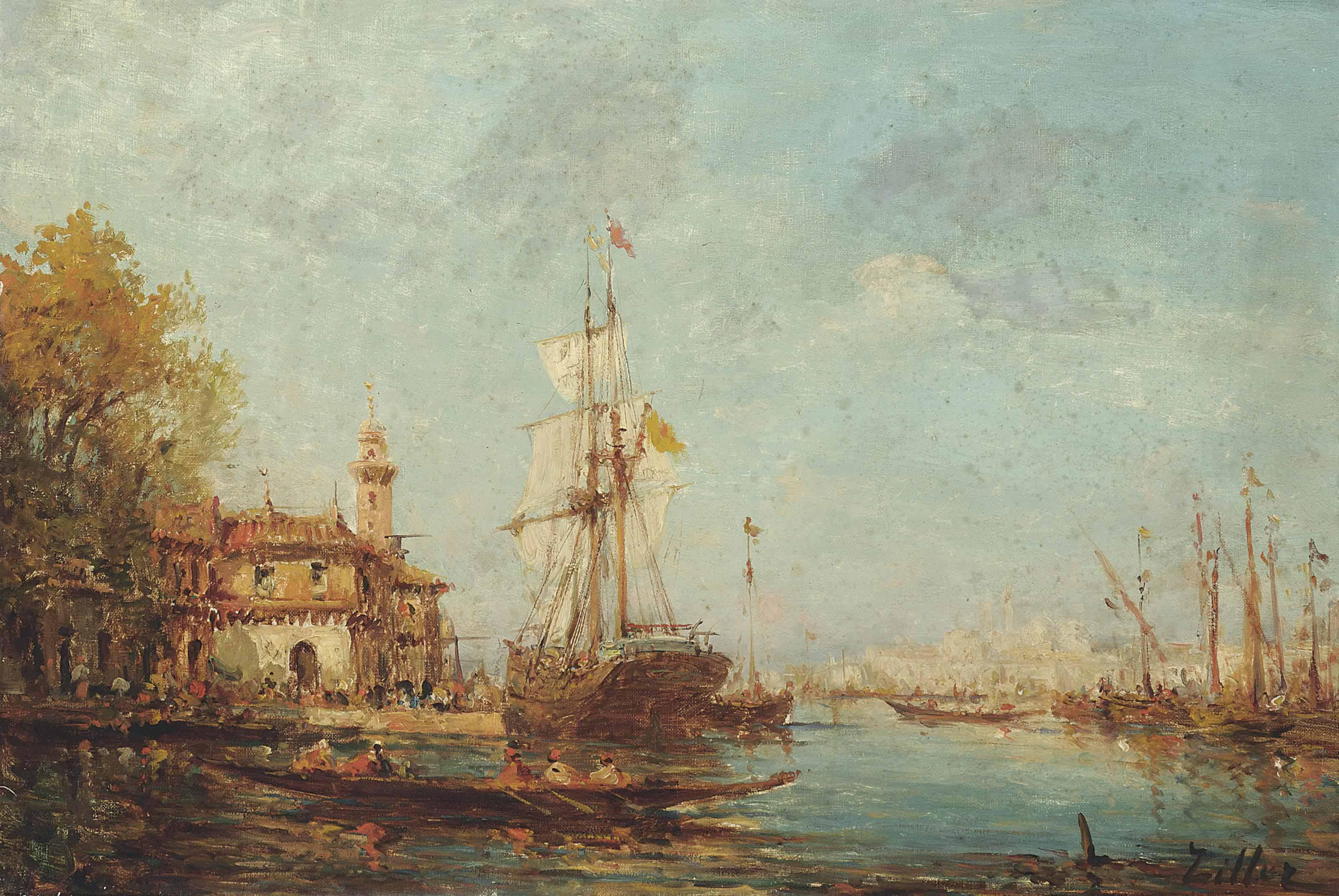 Leopold Ziller - Vessels On The Bosphorus