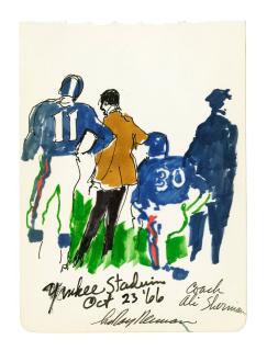 LeRoy Neiman - Giants Coach, Allie Sherman at Yankee Stadium