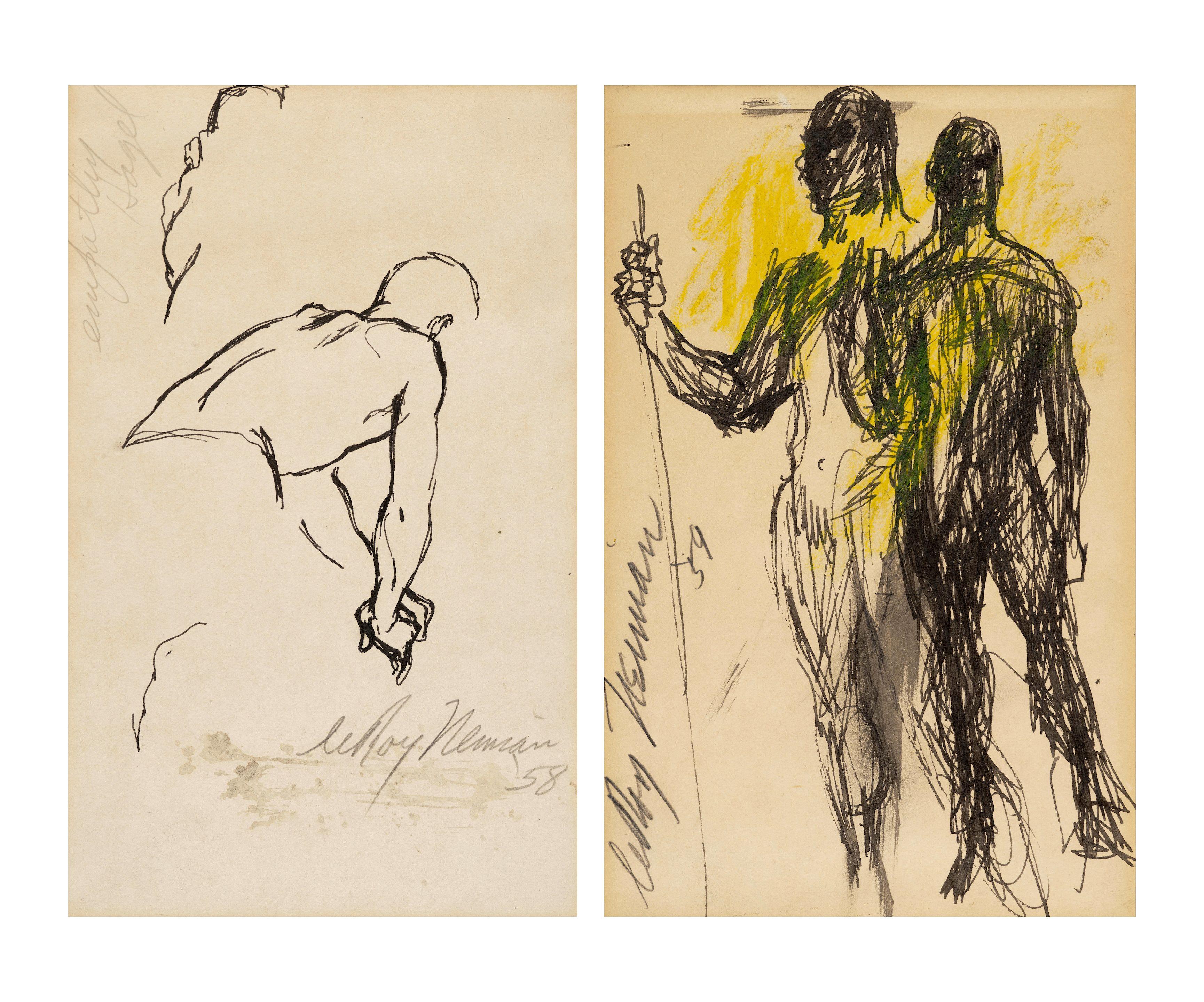 LeRoy Neiman - Male Nude Studies: Two Works