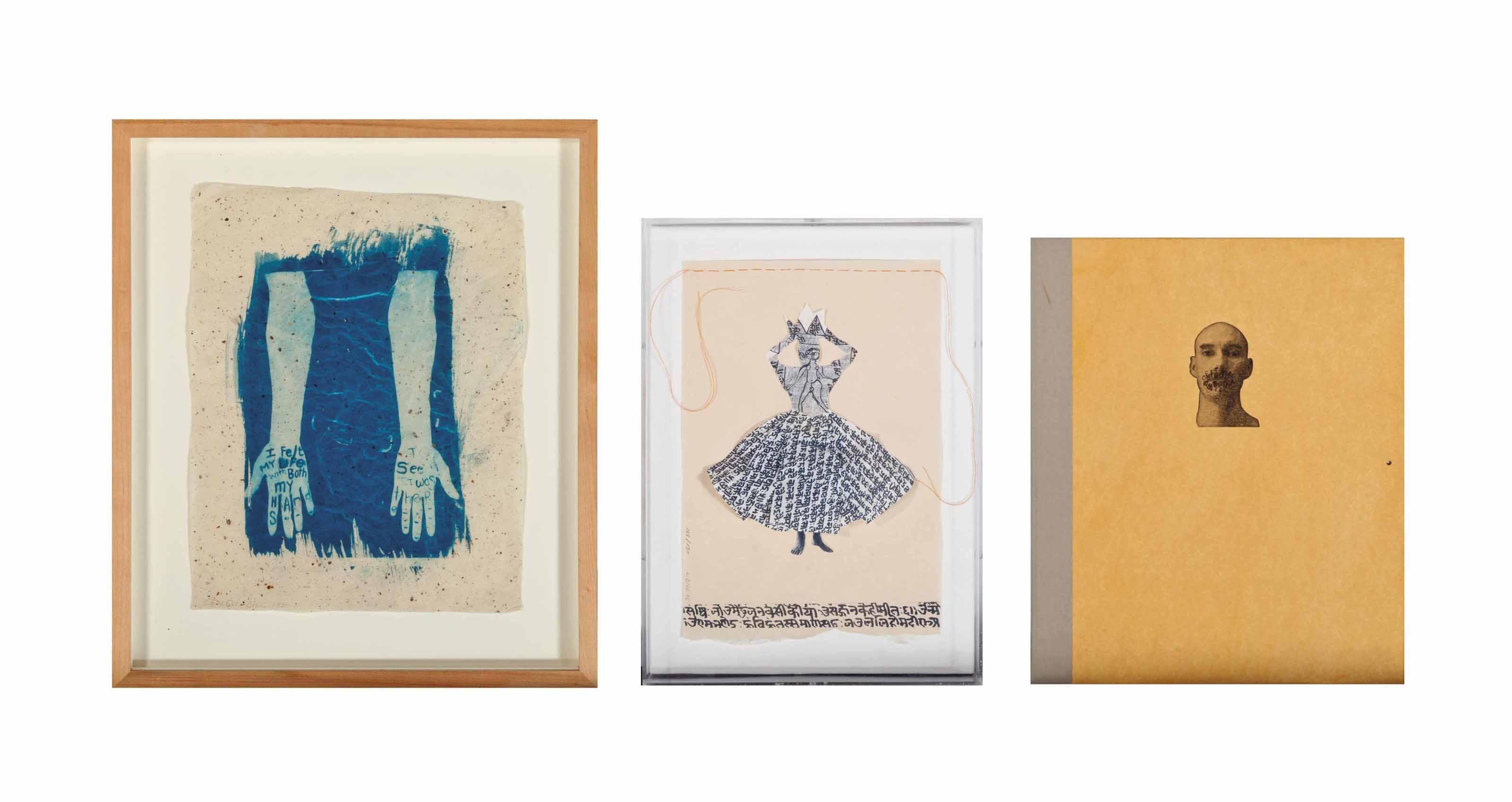 Lesley Dill - Poem Hands; together with Woman with Hindi Healing and The Thrill Came Slowly