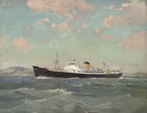 Leslie Arthur Wilcox, R.I., R.S.M.A. - The S.S. Baron Gareloch in coastal waters