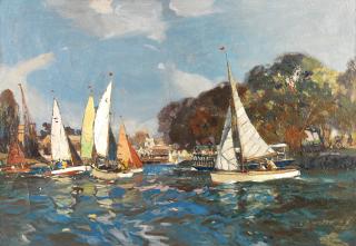 Leslie Arthur Wilcox - Sailing on the Thames