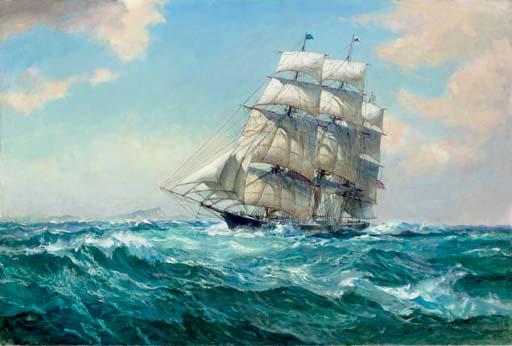 Leslie Arthur Wilcox - The American clipper ship Staghound off a coast