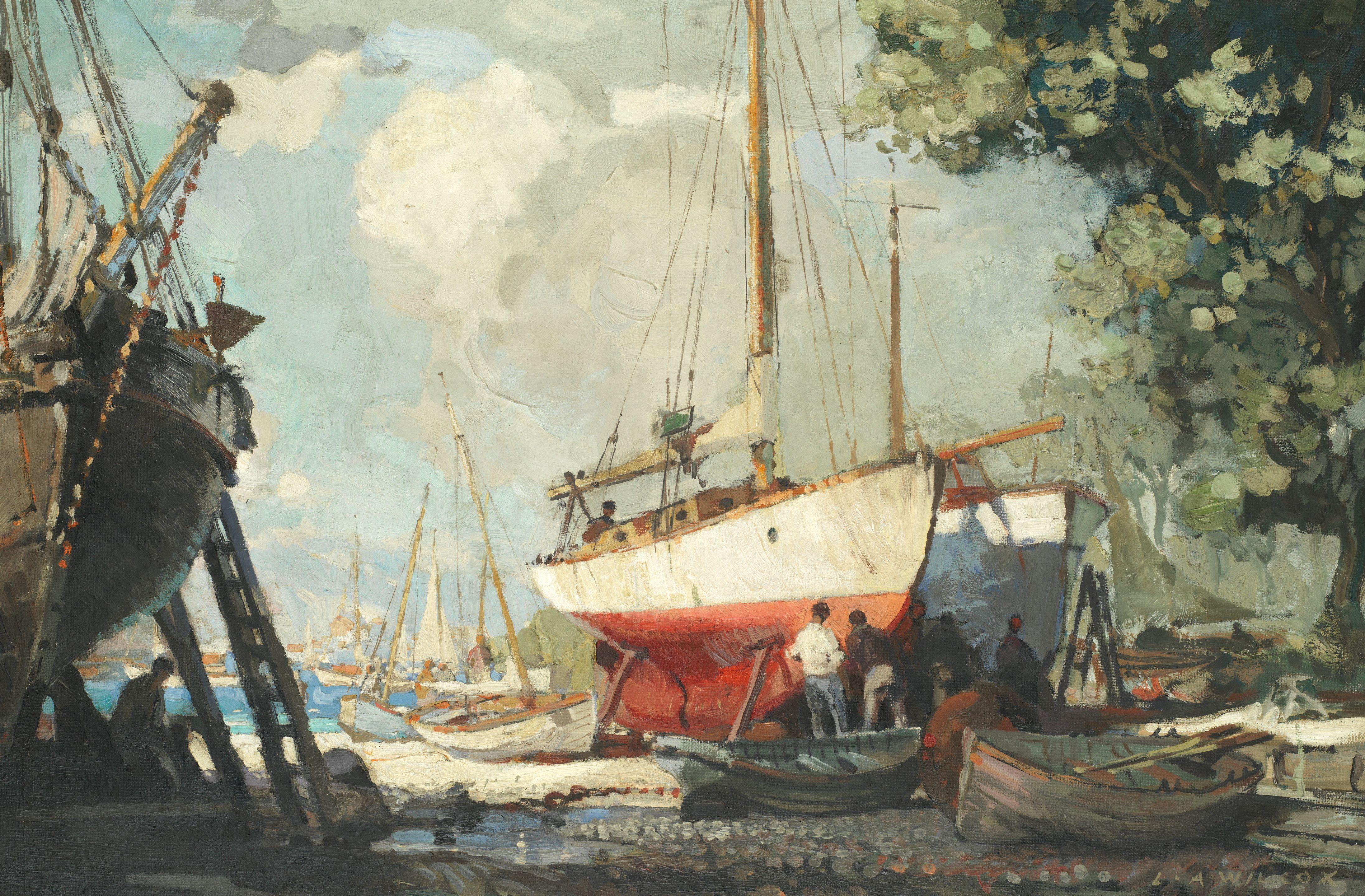 Leslie Arthur Wilcox - The boat yard