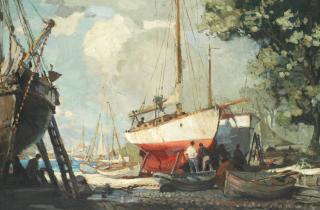 Leslie Arthur Wilcox - The boat yard