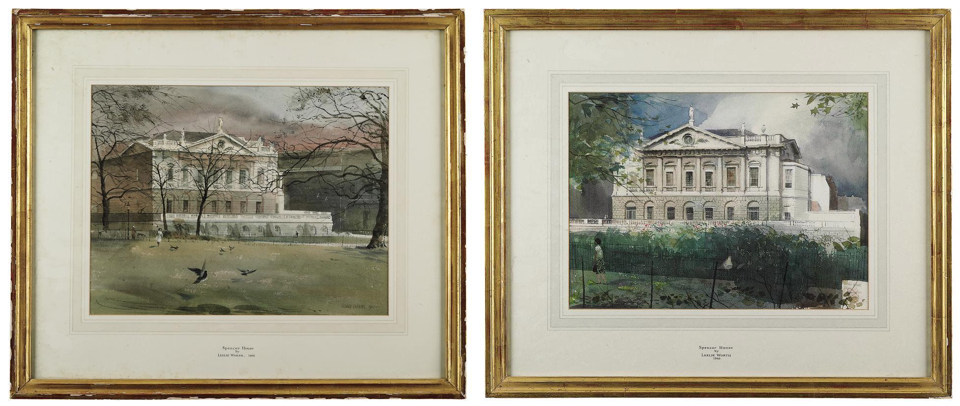 Leslie Worth, R.W.S. - Two views of Spencer House