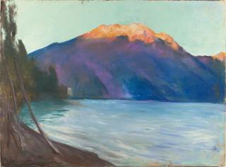 Lesser Ury - Blick auf den Monte Baldo am Gardasee (Morgenstimmung)