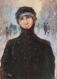 Lesser Ury - Dame im Schnee