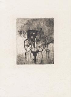 Lesser Ury - Dame vor Pferdedroschke im Tiergarten.