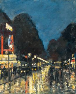Lesser Ury - Kurfürstendamm bei Nacht (am Zoo)