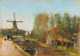 Lesser Ury - Landscape with Windmill