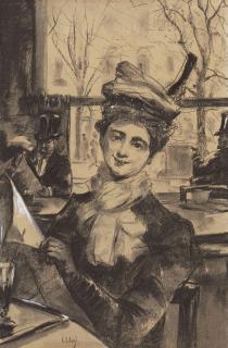 Lesser Ury - Mädchen im café