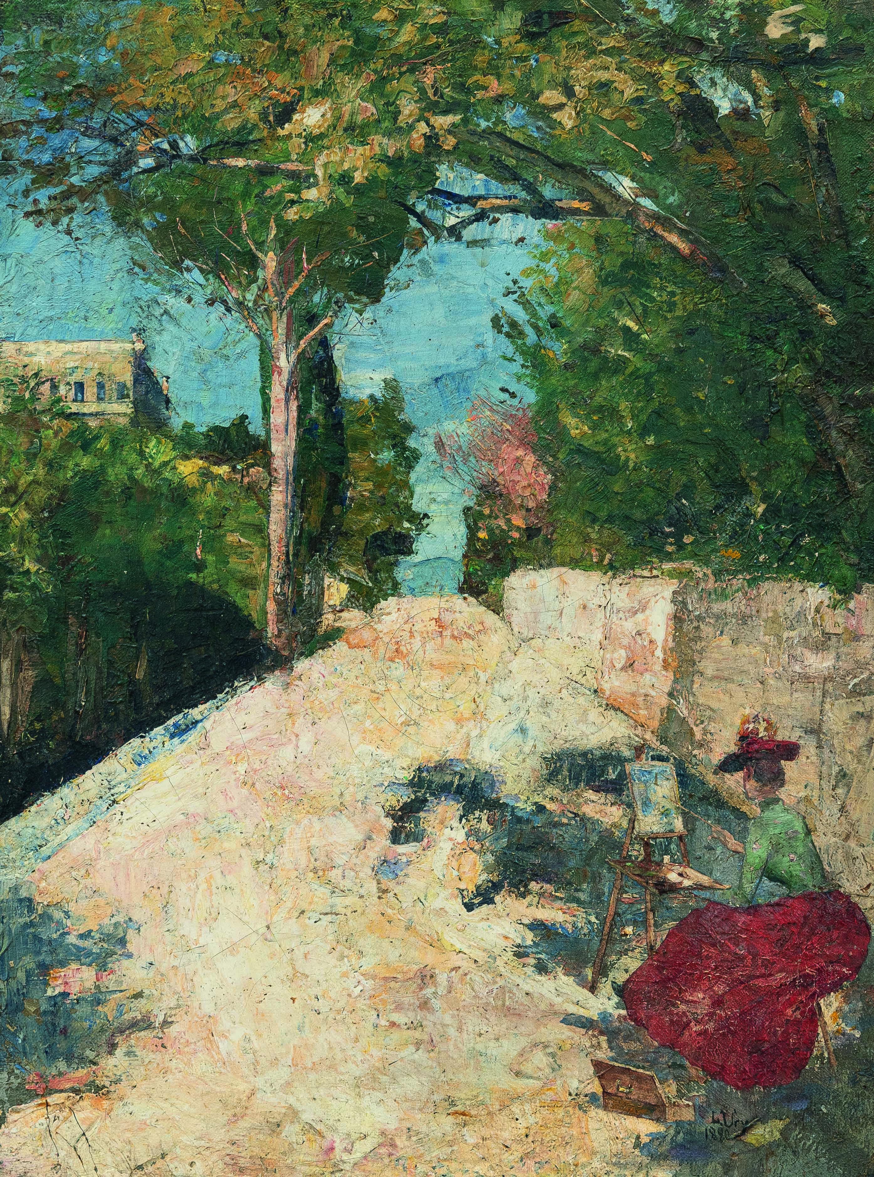 Lesser Ury - Malerin auf einem römischen Weg