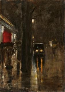 Lesser Ury - Nächtliche Straßenszene, Berlin (In den Zelten)